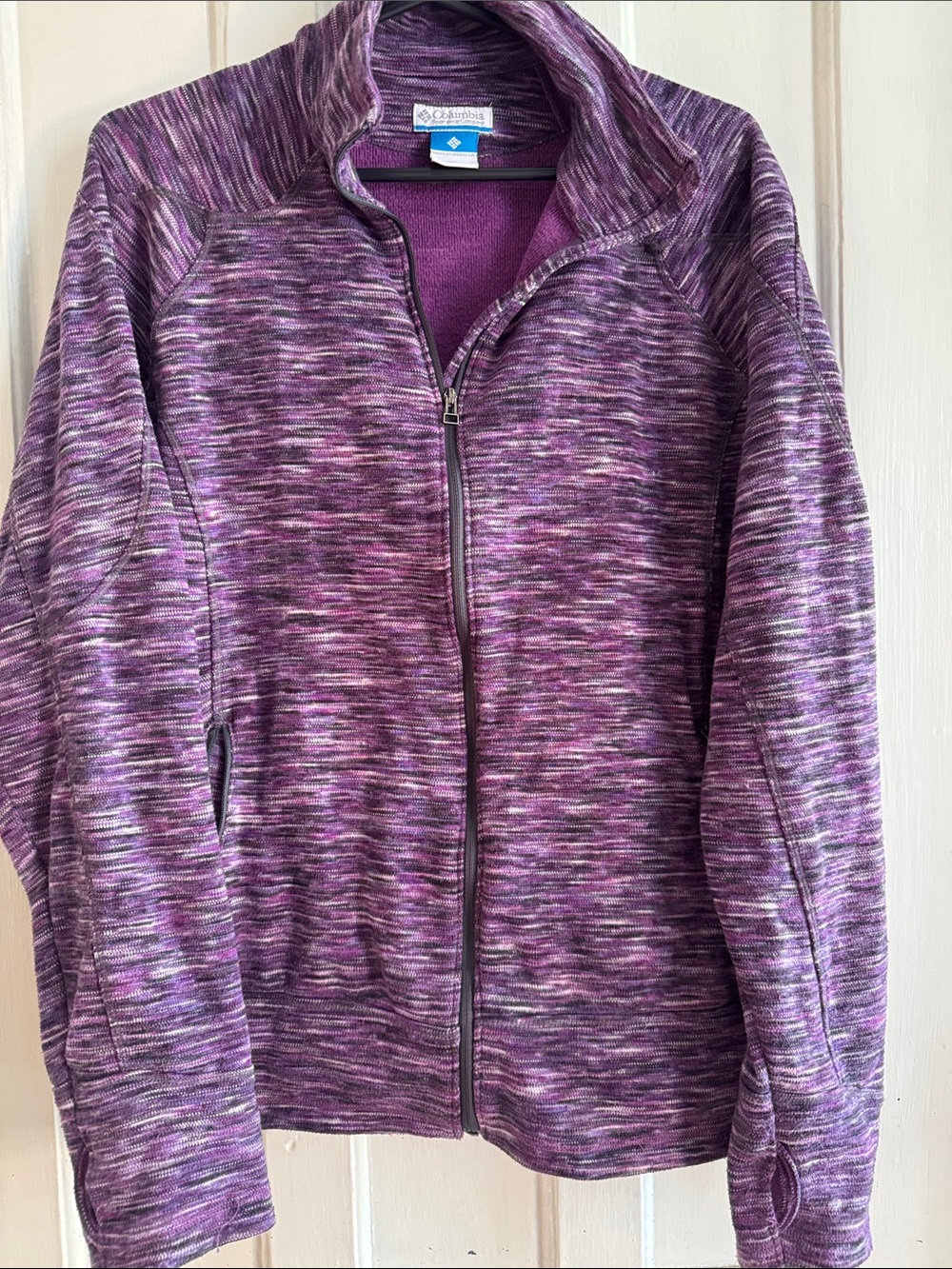 Columbia Purple Space-Dye Full-Zip Jacket with Thumbholes